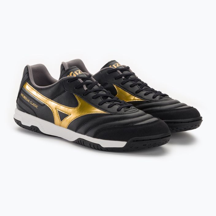 Mizuno Morelia Sala Classic IN μαύρο/χρυσό/σκιά ανδρικά ποδοσφαιρικά παπούτσια 4