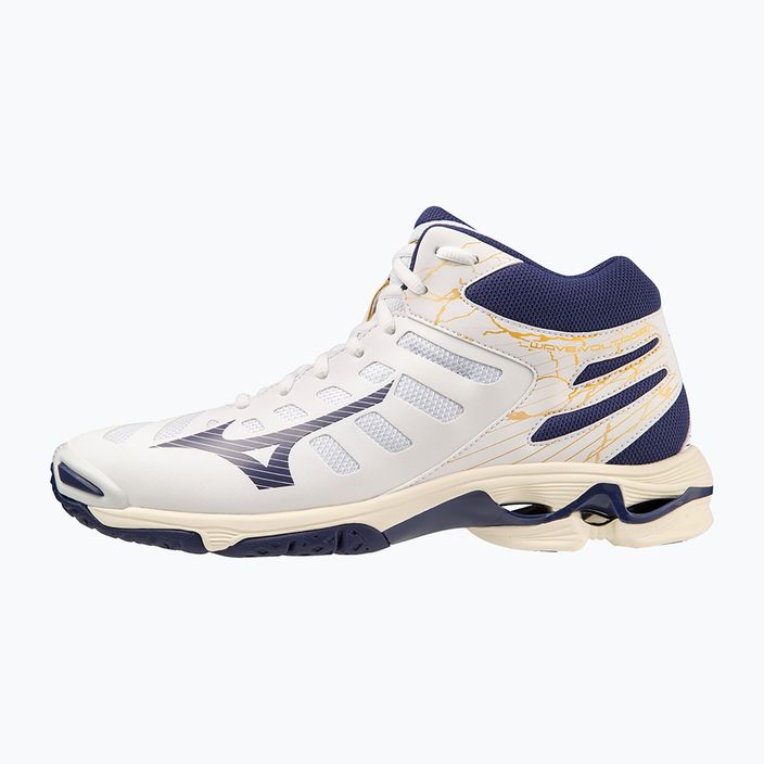 Ανδρικά παπούτσια βόλεϊ Mizuno Wave Voltage Mid λευκό / μπλε κορδέλα / mp χρυσό 3