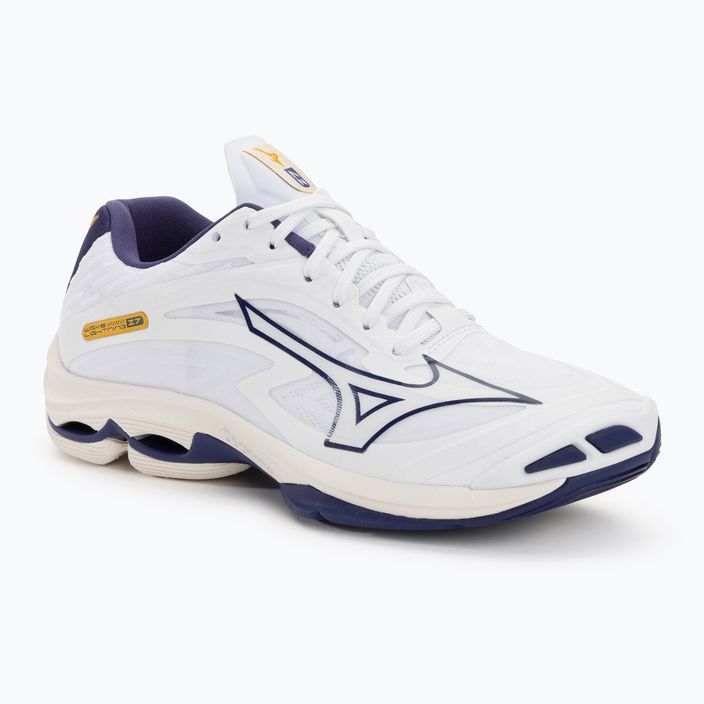 Ανδρικά παπούτσια βόλεϊ Mizuno Wave Lightning Z7 λευκό / μπλε κορδέλα / mp χρυσό