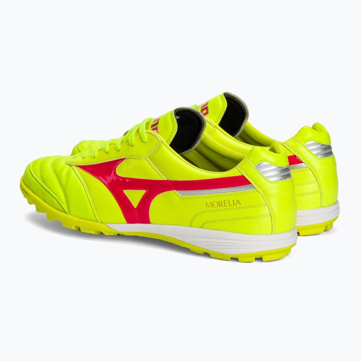 Mizuno Morelia Sala Elite TF κίτρινο ασφαλείας/καυτό κοράλλι 2/ασημένιο γαλαξία ανδρικά ποδοσφαιρικά παπούτσια 4