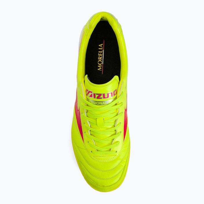 Mizuno Morelia Sala Elite TF κίτρινο ασφαλείας/καυτό κοράλλι 2/ασημένιο γαλαξία ανδρικά ποδοσφαιρικά παπούτσια 7