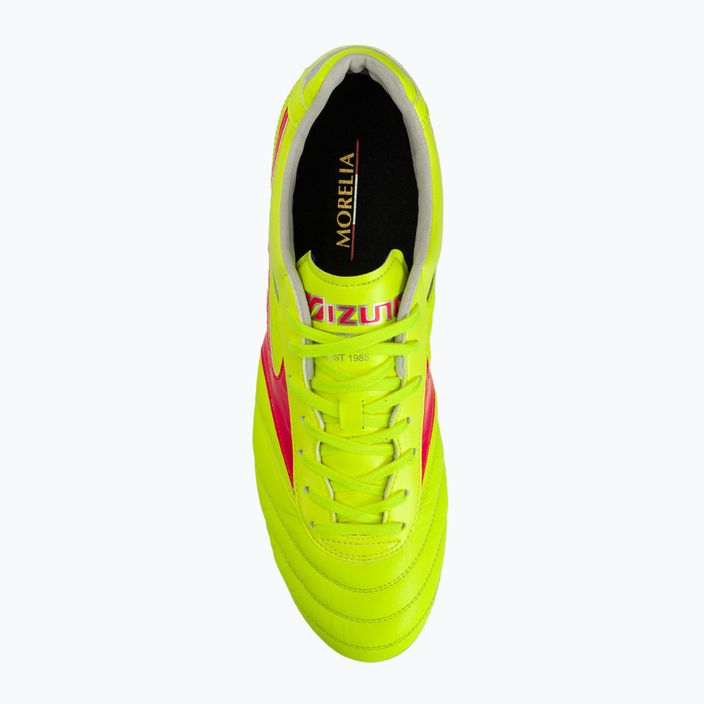 Mizuno Morelia II Elite MD κίτρινο ασφαλείας/καυτό κοράλλι 2/ασημένιο γαλαξία ανδρικά ποδοσφαιρικά παπούτσια 6