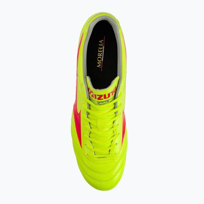 Mizuno Morelia II Pro MD κίτρινο ασφαλείας/καυτό κοράλλι 2/ασημένιο γαλαξία ανδρικά ποδοσφαιρικά παπούτσια 6