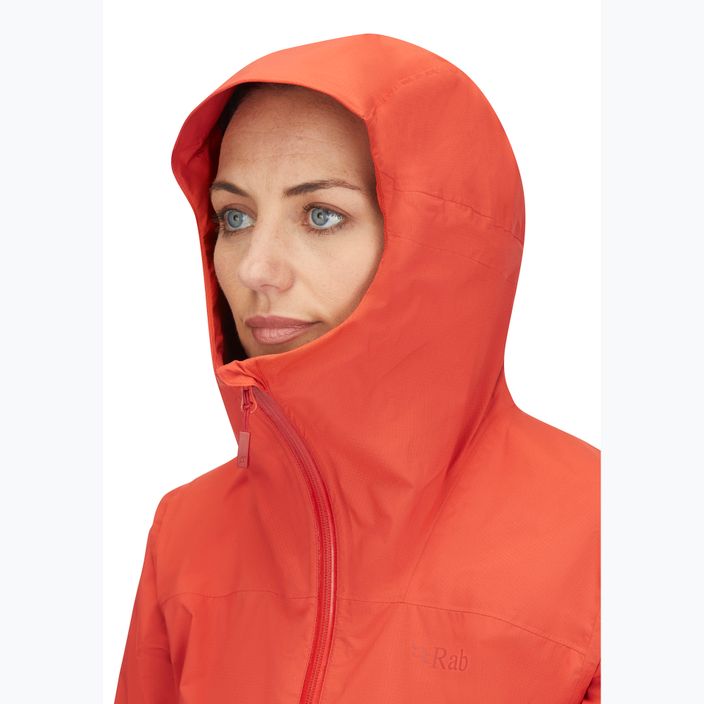 Γυναικείο μπουφάν βροχής Rab Downpour Light κόκκινο γκρέιπφρουτ 5