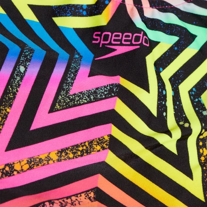 Speedo Digital Placement Splashback παιδικό ολόσωμο μαγιό μαύρο/λεμονί χρώμα/λαμπερό ροζ/αληθινό κοβάλτιο 4