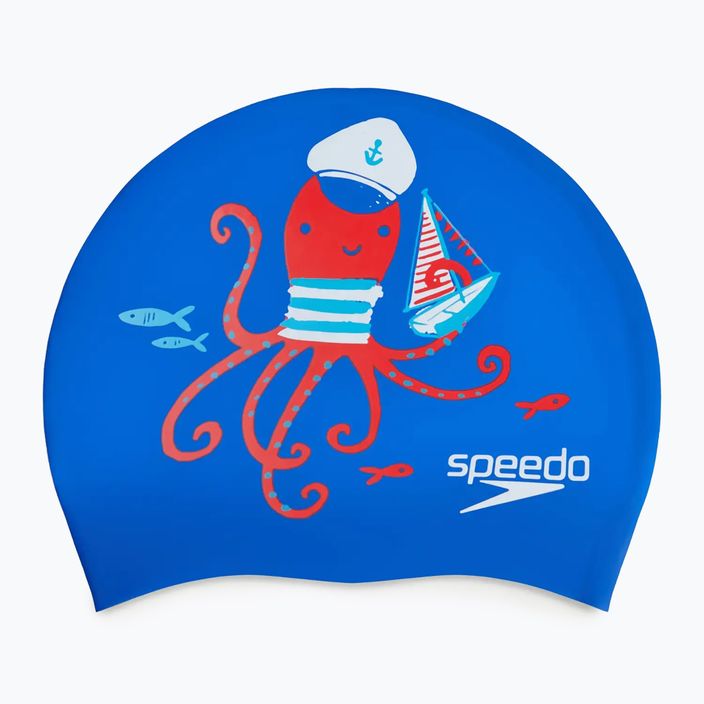 Speedo Junior Printed Silicone tru cobalt/watermelon/white παιδικό καπέλο κολύμβησης 2