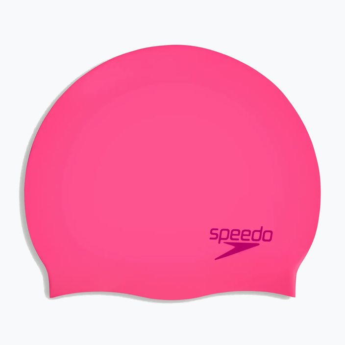 Speedo Plain Moulded Silicone Junior flare ροζ/βατόμουρο καπέλο κολύμβησης 2