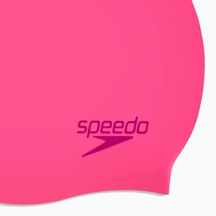 Speedo Plain Moulded Silicone Junior flare ροζ/βατόμουρο καπέλο κολύμβησης 3