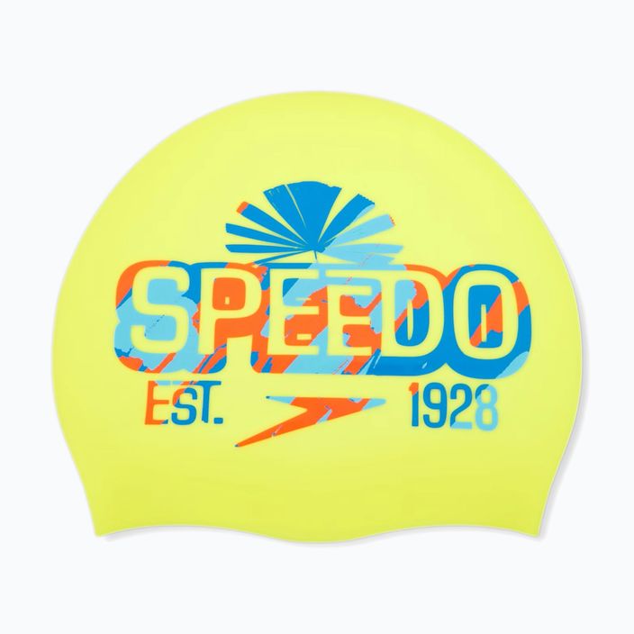 Speedo Τυπωμένο σιλικόνης lemon drizzle/picton blue/punch blue σκουφάκι κολύμβησης