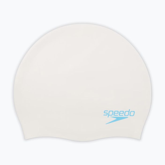 Speedo Plain Moulded σιλικόνη παιδικό καπέλο κολύμβησης λευκό / aqua splash