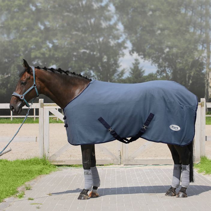 York Ekona denim και navy blue ριγέ κουβέρτα για άλογα 150936125