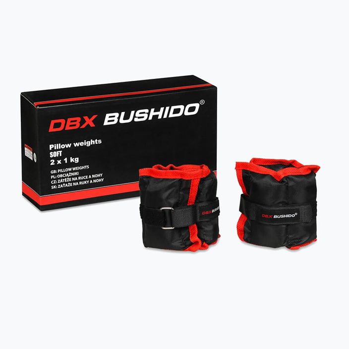 Βάρη αστραγάλου και καρπού Bushido 2x1 kg μαύρο/κόκκινο OB1 5
