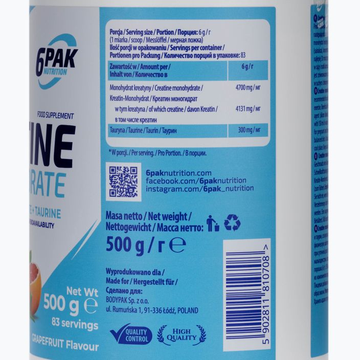 Μονοϋδρική κρεατίνη 6PAK κρεατίνη 500g γκρέιπφρουτ PAK/137#GREJP 3