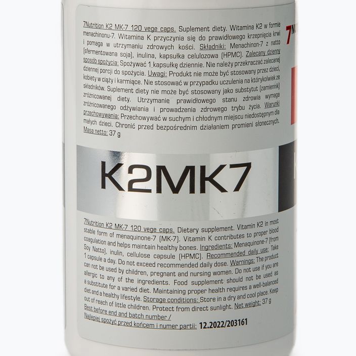 Βιταμίνη K2 MK7 7Nutrition 100mcg σύμπλεγμα βιταμινών 120 κάψουλες 7Nu000385 2