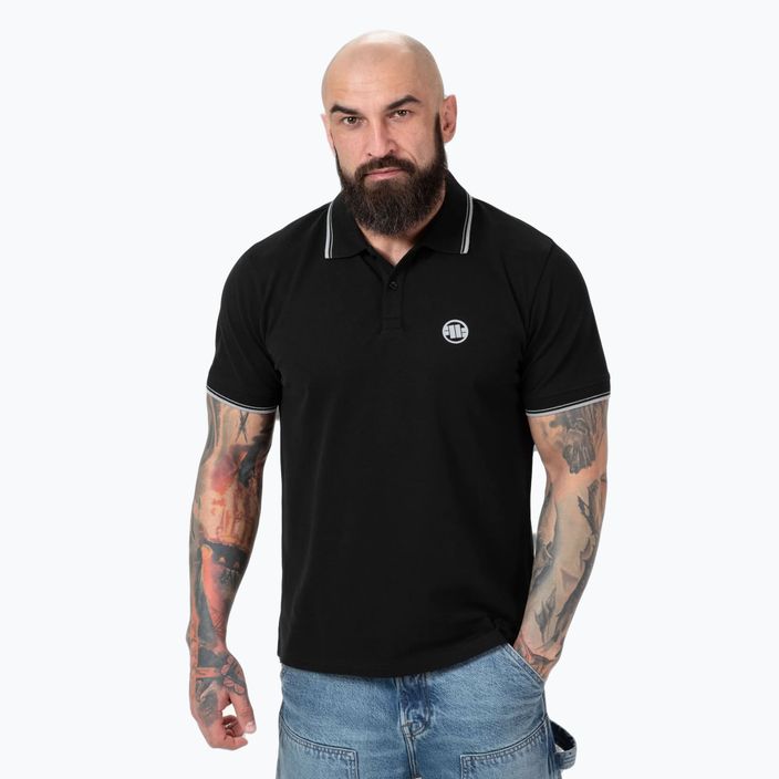 Ανδρικό Pitbull West Coast Polo Shirt Pique Stripes Regular μαύρο