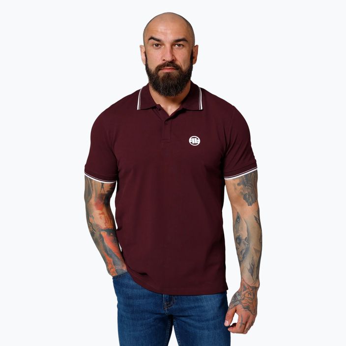 Ανδρικό Pitbull West Coast Polo Shirt Pique Stripes Regular μπορντό