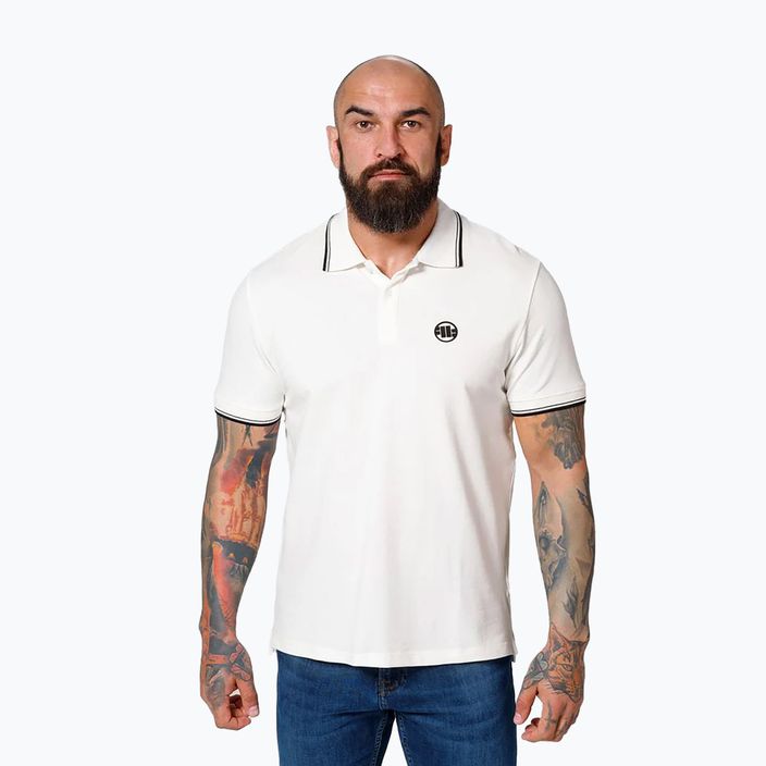 Ανδρικό Pitbull West Coast Polo Shirt Pique Stripes Regular λευκό