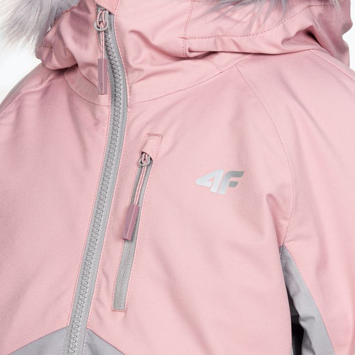 Παιδικό μπουφάν σκι 4F ροζ HJZ22-JKUDN003 5
