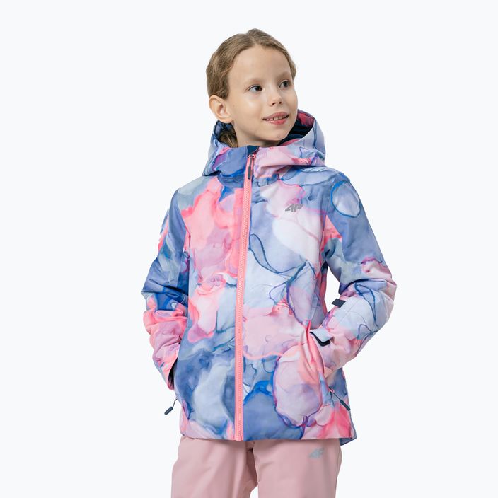 Παιδικό μπουφάν σκι 4F μπλε-ροζ HJZ22-JKUDN002