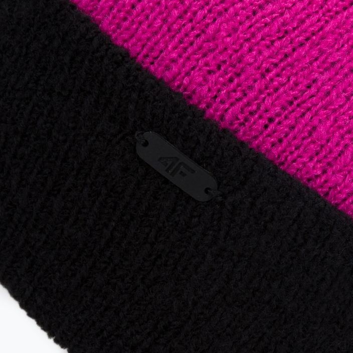 Γυναικείος χειμερινός σκούφος 4F μαύρο-ροζ H4Z22-CAD011 3