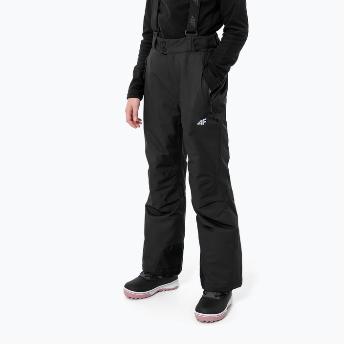 Παιδικό παντελόνι σκι 4F μαύρο HJZ22-JSPDN001