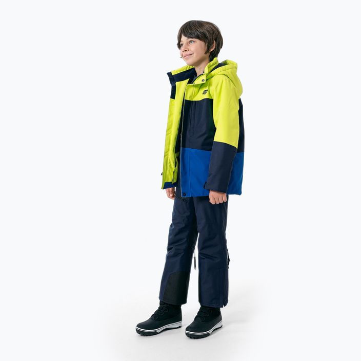 Παιδικό μπουφάν σκι 4F πράσινο-μπλε HJZ22-JKUMN004 2