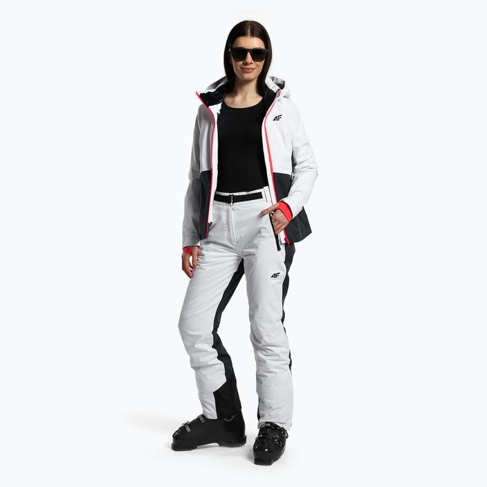Γυναικείο παντελόνι σκι 4F λευκό και μαύρο H4Z22-SPDN006 2