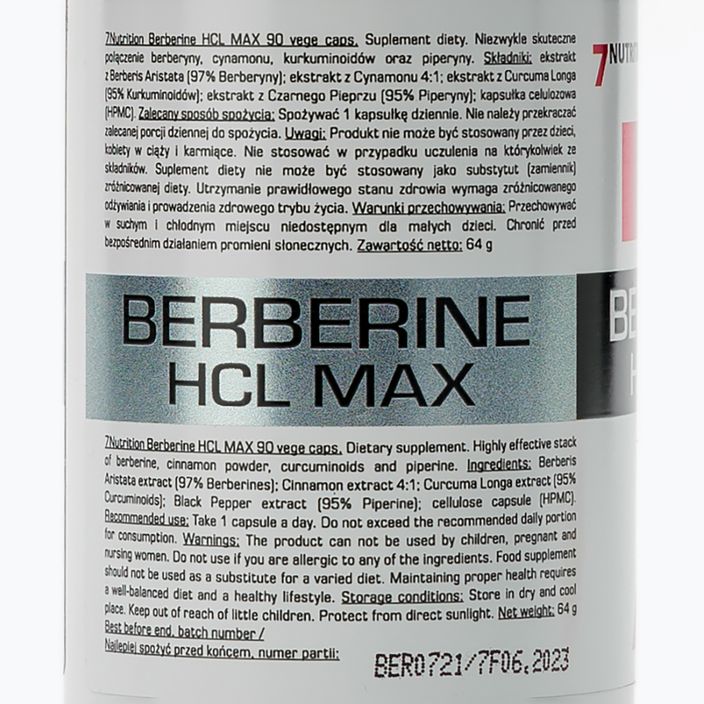 Berberine HCL MAX 7Nutrition πεπτική υποστήριξη 90 κάψουλες 7Nu000461 2