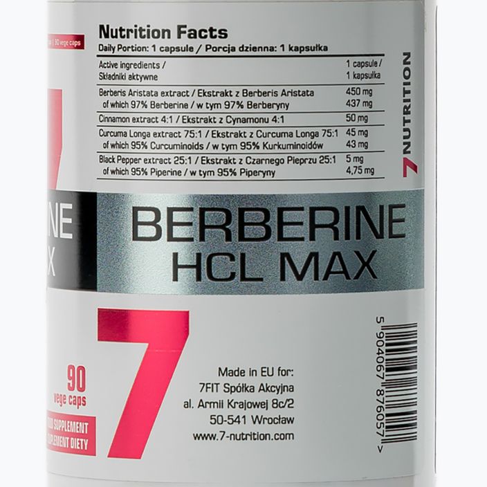 Berberine HCL MAX 7Nutrition πεπτική υποστήριξη 90 κάψουλες 7Nu000461 3