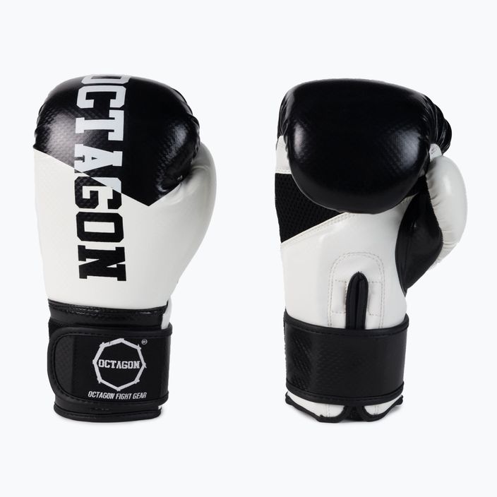 Παιδικά γάντια πυγμαχίας Octagon Carbon λευκό και μαύρο 3