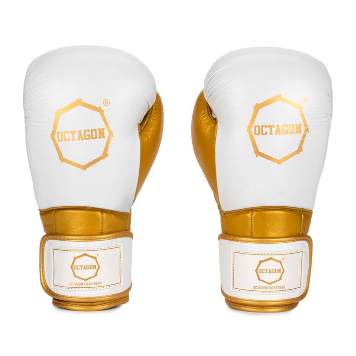 Γάντια πυγμαχίας Octagon Prince λευκά/χρυσά 2