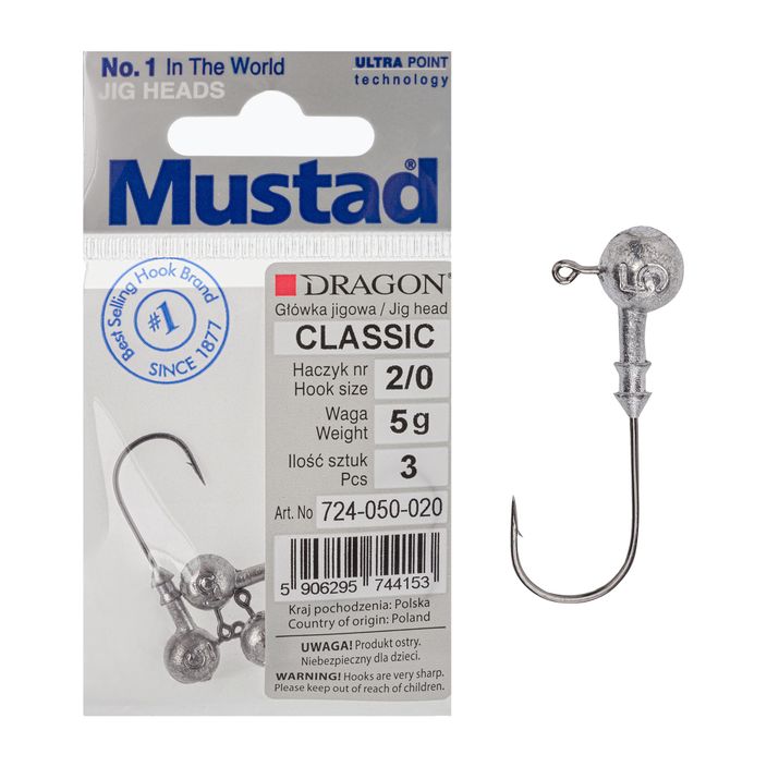 Mustad Classic jig head 3 τεμ. 2/0 ασημί PDF-724-050-020 2