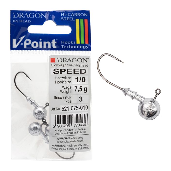 DRAGON V-Point Speed 7.5g κεφαλή τζίτζιγκ 3 τεμάχια μαύρο PDF-521-075-010 2