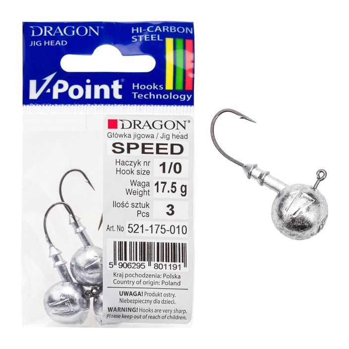 DRAGON V-Point Speed jig head 17.5g 3pc μαύρο PDF-521-175-010 2