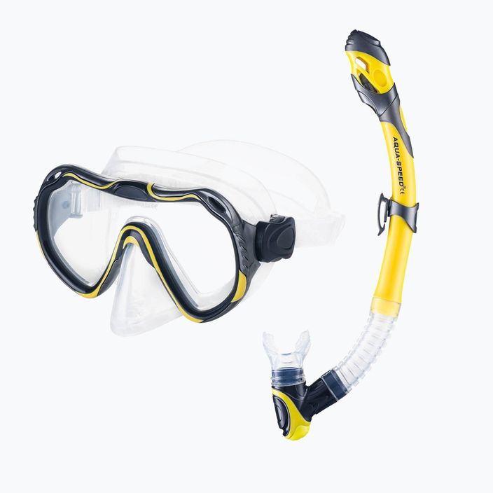AQUA-SPEED Java + Elba μάσκα + αναπνευστήρας σετ κατάδυσης κίτρινο-γκρι 614