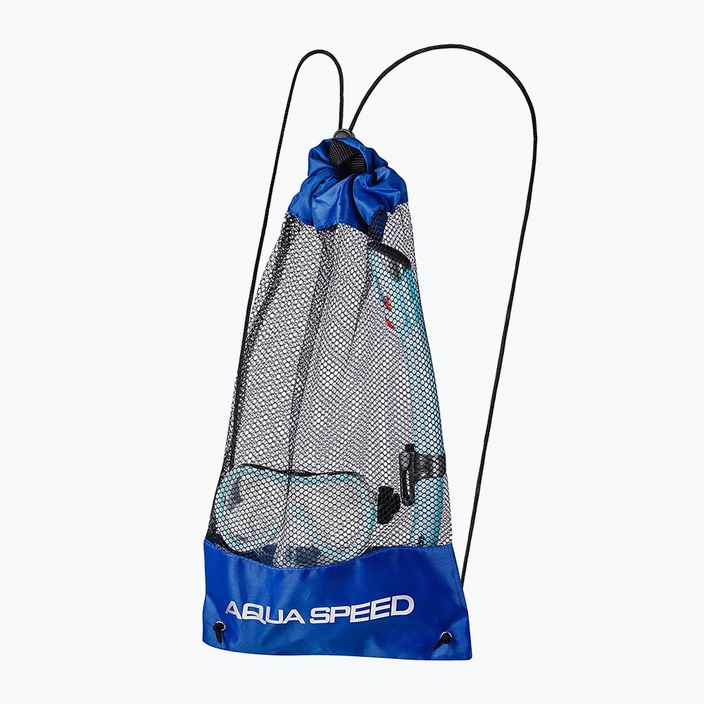 AQUA-SPEED Enzo + Evo σετ κατάδυσης με αναπνευστήρα μάσκα + αναπνευστήρας + τσάντα γαλάζιο 4
