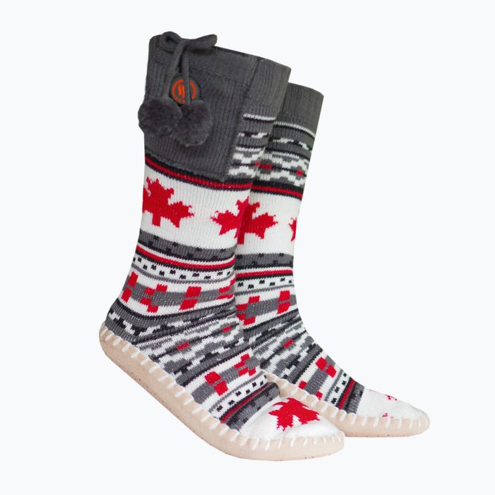 Glovii GQ4 λευκές/κόκκινες/γκρι παντόφλες με θέρμανση και κάλτσες 2