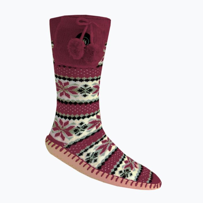 Glovii GQ5 λευκές/κόκκινες/γκρι παντόφλες με θέρμανση και κάλτσες