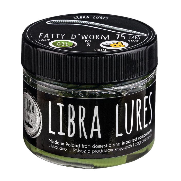 Libra Lures Fatty D'Worm Δόλωμα από καουτσούκ τυρί 8 τεμ. ελιά FATTYDWORMK75 2