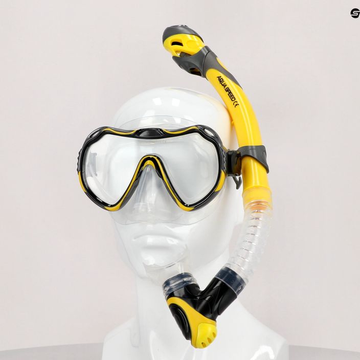AQUA-SPEED Java + Elba μάσκα + αναπνευστήρας σετ κατάδυσης κίτρινο-γκρι 614 5