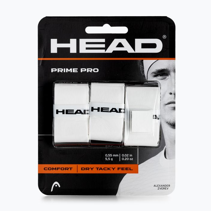 HEAD Prime Pro περιτύλιγμα ρακέτας τένις 3 τμχ λευκό 285319