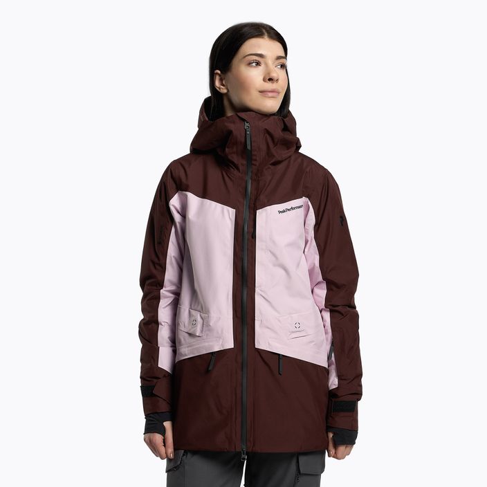 Γυναικείο μπουφάν σκι Peak Performance Gravity 2L GoreTex ροζ και καφέ G78250010