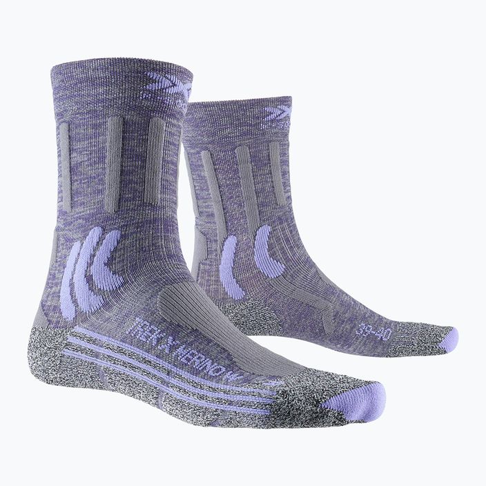Γυναικείες κάλτσες trekking X-Socks Trek X Merino γκρι μοβ μελανζέ/γκρι μελανζέ 4