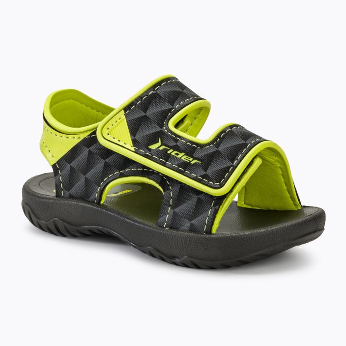 RIDER Basic Sandal V Baby μαύρα/νεοκίτρινα σανδάλια