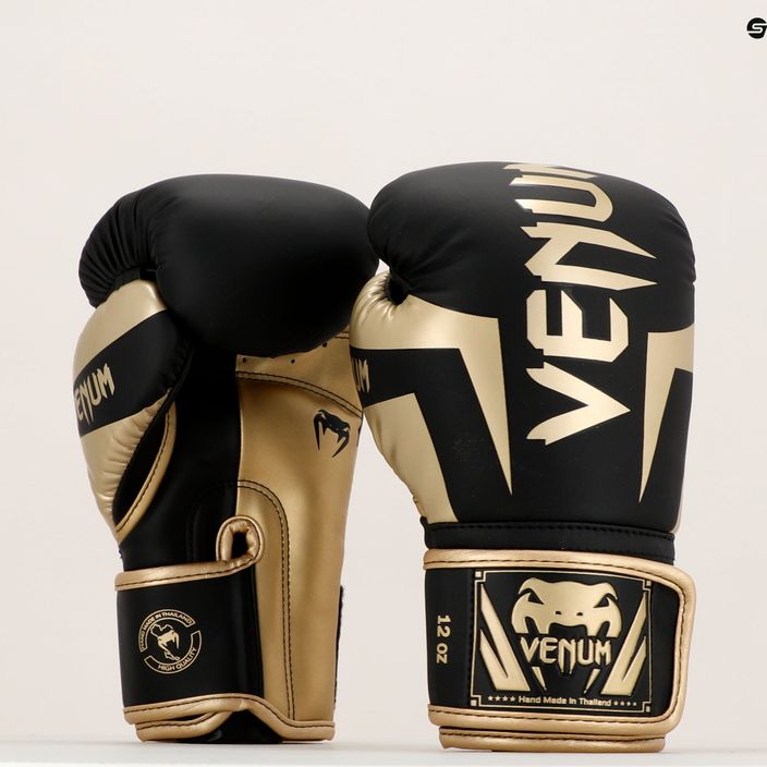 Venum Elite ανδρικά γάντια πυγμαχίας μαύρο και χρυσό VENUM-1392 14
