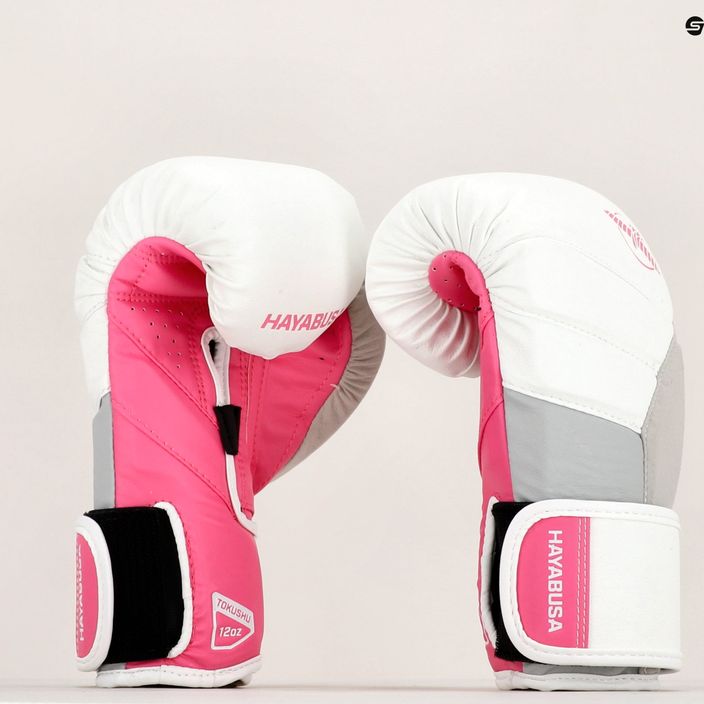 Γάντια πυγμαχίας Hayabusa T3 λευκά και ροζ T314G 14