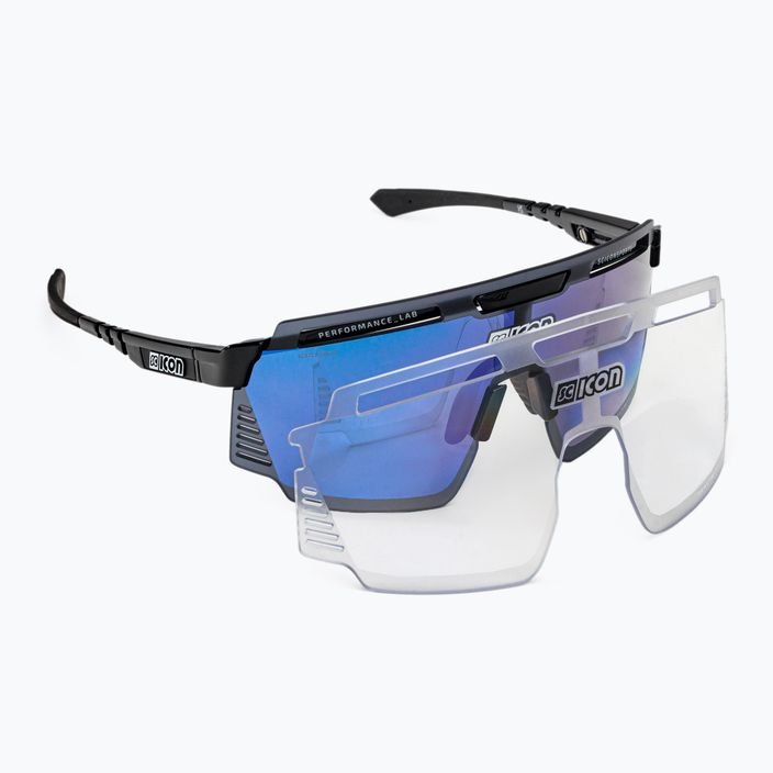 SCICON Aerowatt μαύρο γυαλιστερό/scnpp γυαλιά ποδηλασίας πολλαπλών καθρεφτών μπλε EY37030200
