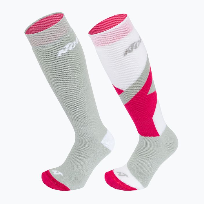 Nordica Multisports Winter Jr παιδικές κάλτσες σκι 2 ζευγάρια lt γκρι/κοραλί/λευκό 6