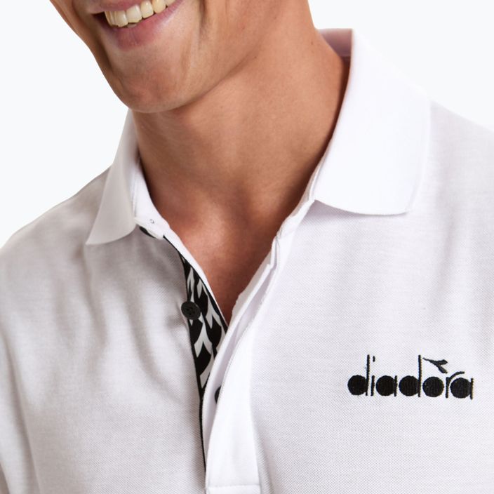 Ανδρικό μπλουζάκι πόλο τένις Diadora Statement λευκό 102.176856 5