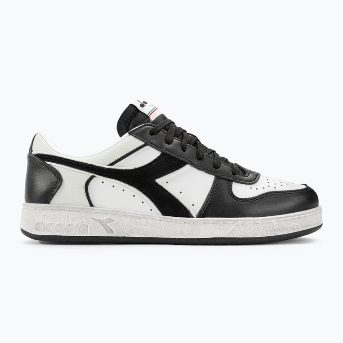 Diadora Magic Basket Low Icona Leather μαύρα/λευκά παπούτσια 2